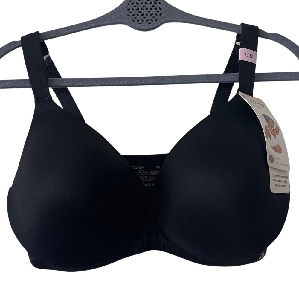 Jockey‎ Black Cushioned Full Coverage Underwire Bra 36D NWT